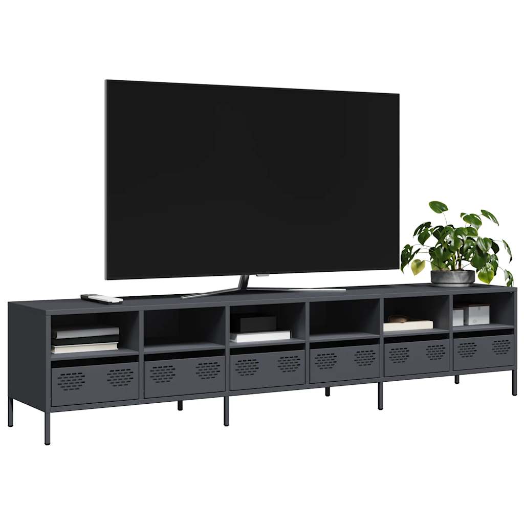 Tv-Benk Antrasitt 202X39X43,5 Cm Kaldvalset Stål
