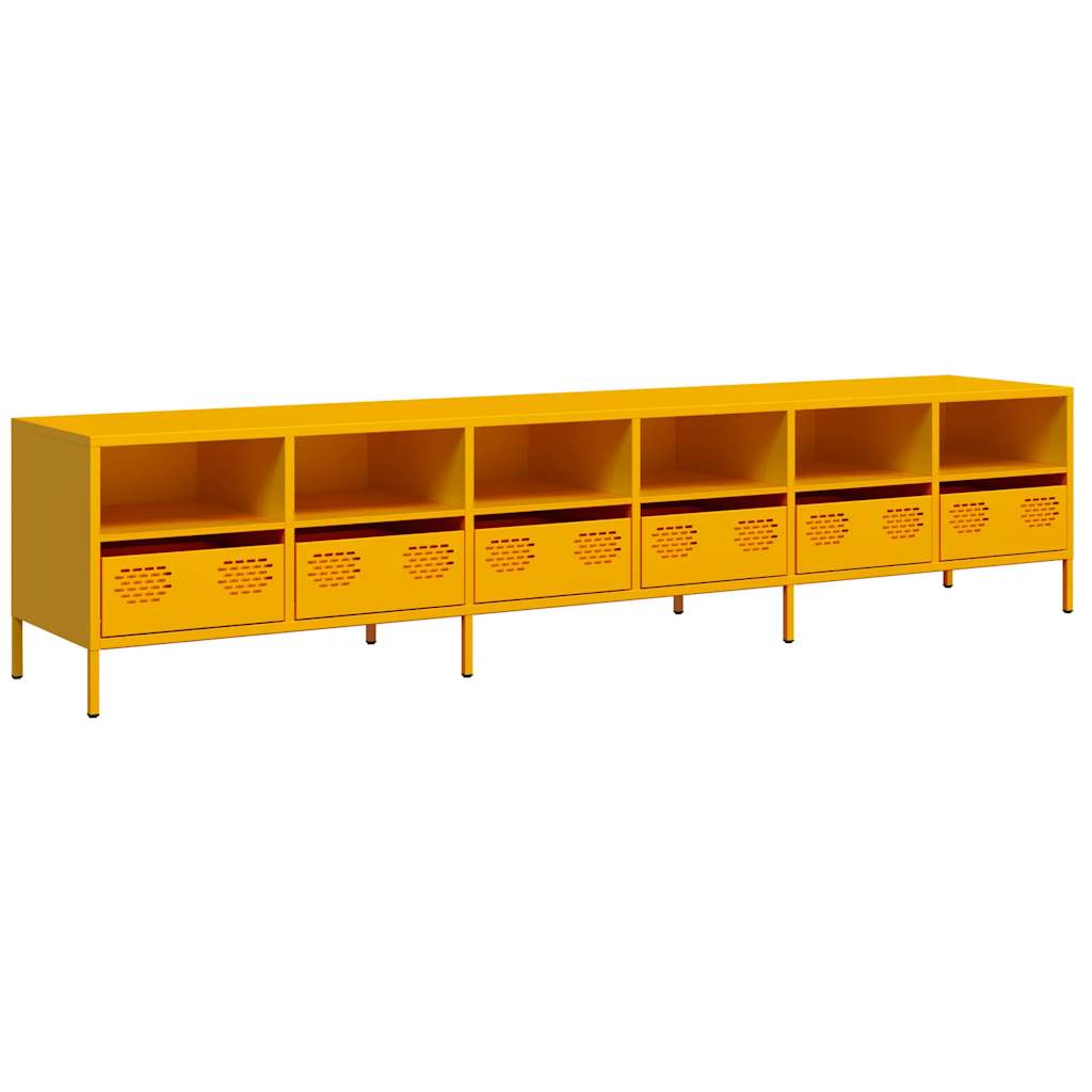Tv-Benk Sennepsgul 202X39X43,5 Cm Kaldvalset Stål