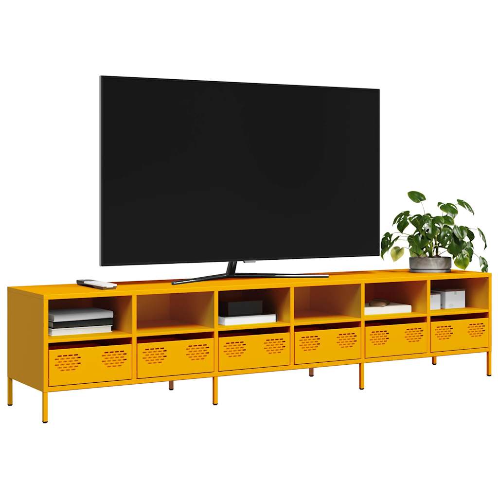 Tv-Benk Sennepsgul 202X39X43,5 Cm Kaldvalset Stål