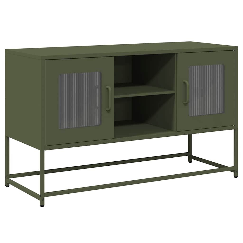 Tv-Benk Olivengrønn 100,5X39X60,5 Cm Stål