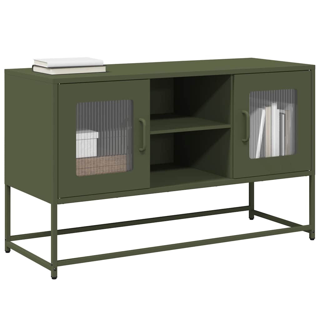 Tv-Benk Olivengrønn 100,5X39X60,5 Cm Stål