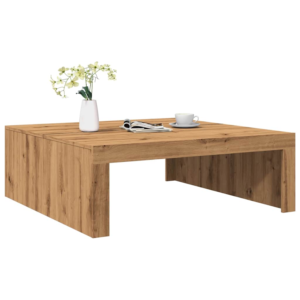 Salongbord artisan eik 100x100x35 cm konstruert tre