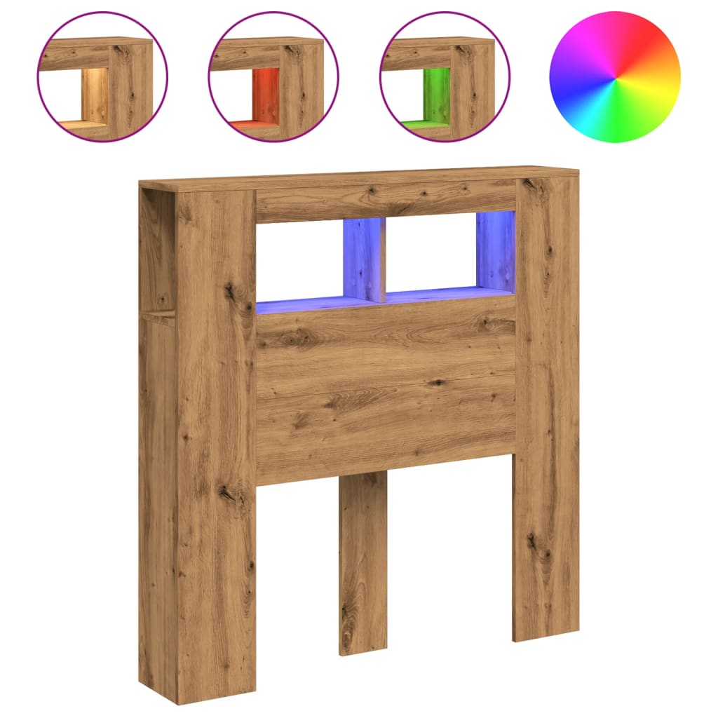 Sengegavl Med Led Artisan Eik 100X18,5X103,5 Cm Konstruert Tre