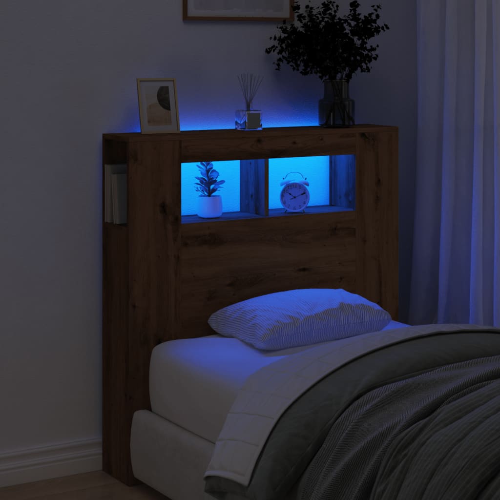 Sengegavl Med Led Artisan Eik 100X18,5X103,5 Cm Konstruert Tre