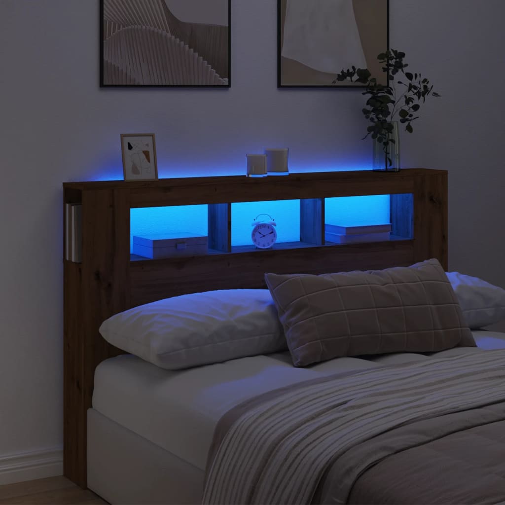 Sengegavl Med Led Artisan Eik 160X18,5X103,5 Cm Konstruert Tre