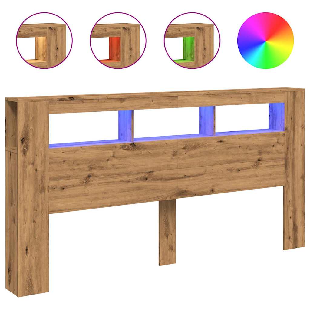 Sengegavl Med Led Artisan Eik 200X18,5X103,5 Cm Konstruert Tre