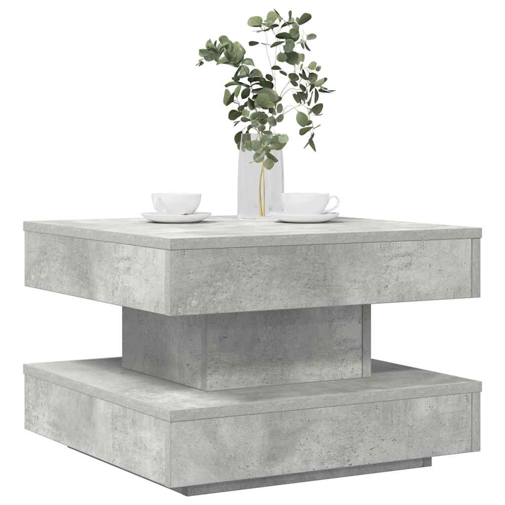 Salongbord 360-graders roterbart betonggrå 50x50x34,5 cm