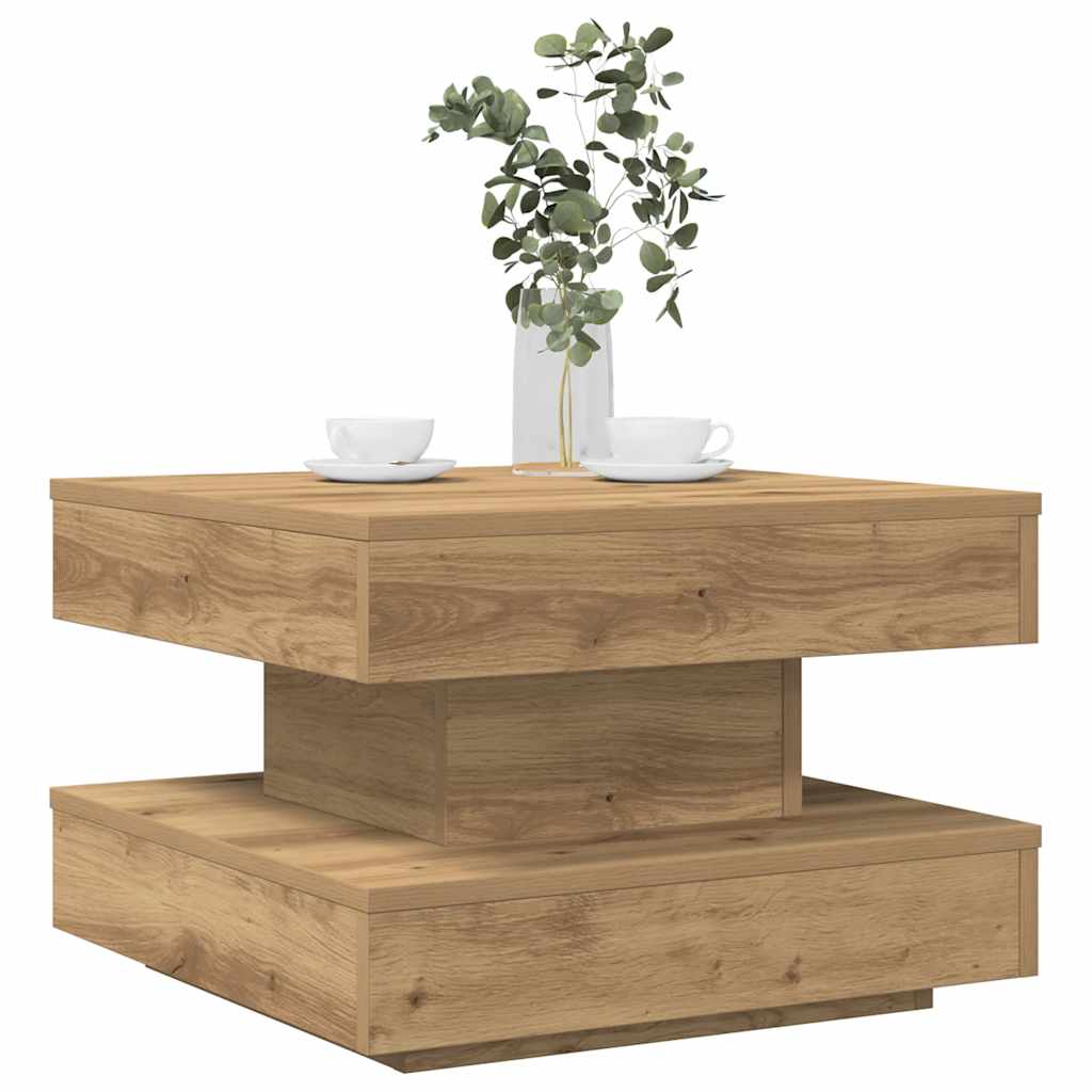 Salongbord 360-graders roterbart artisan eik 50x50x34,5 cm