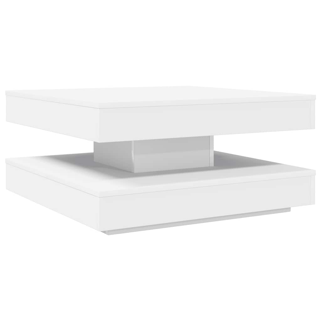 Salongbord 360-graders roterbart hvit 70x70x34,5 cm