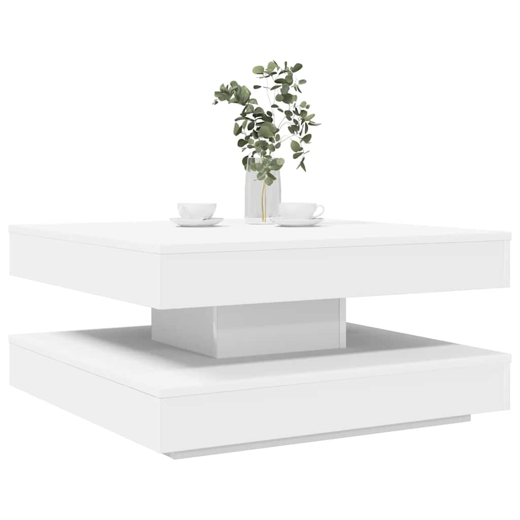 Salongbord 360-graders roterbart hvit 70x70x34,5 cm