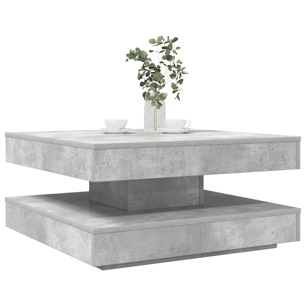 Salongbord 360-graders roterbart betonggrå 70x70x34,5 cm