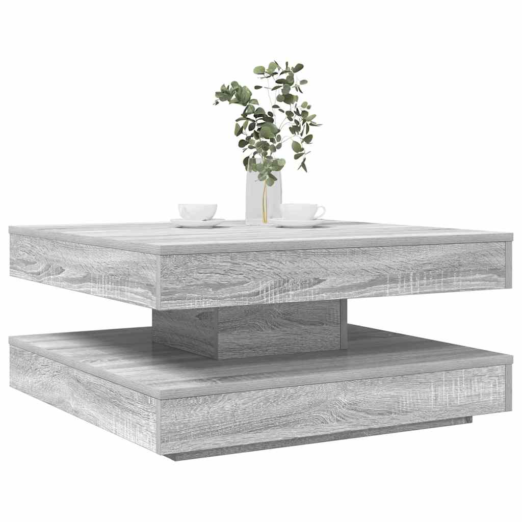 Salongbord 360-graders roterbart grå sonoma 70x70x34,5 cm