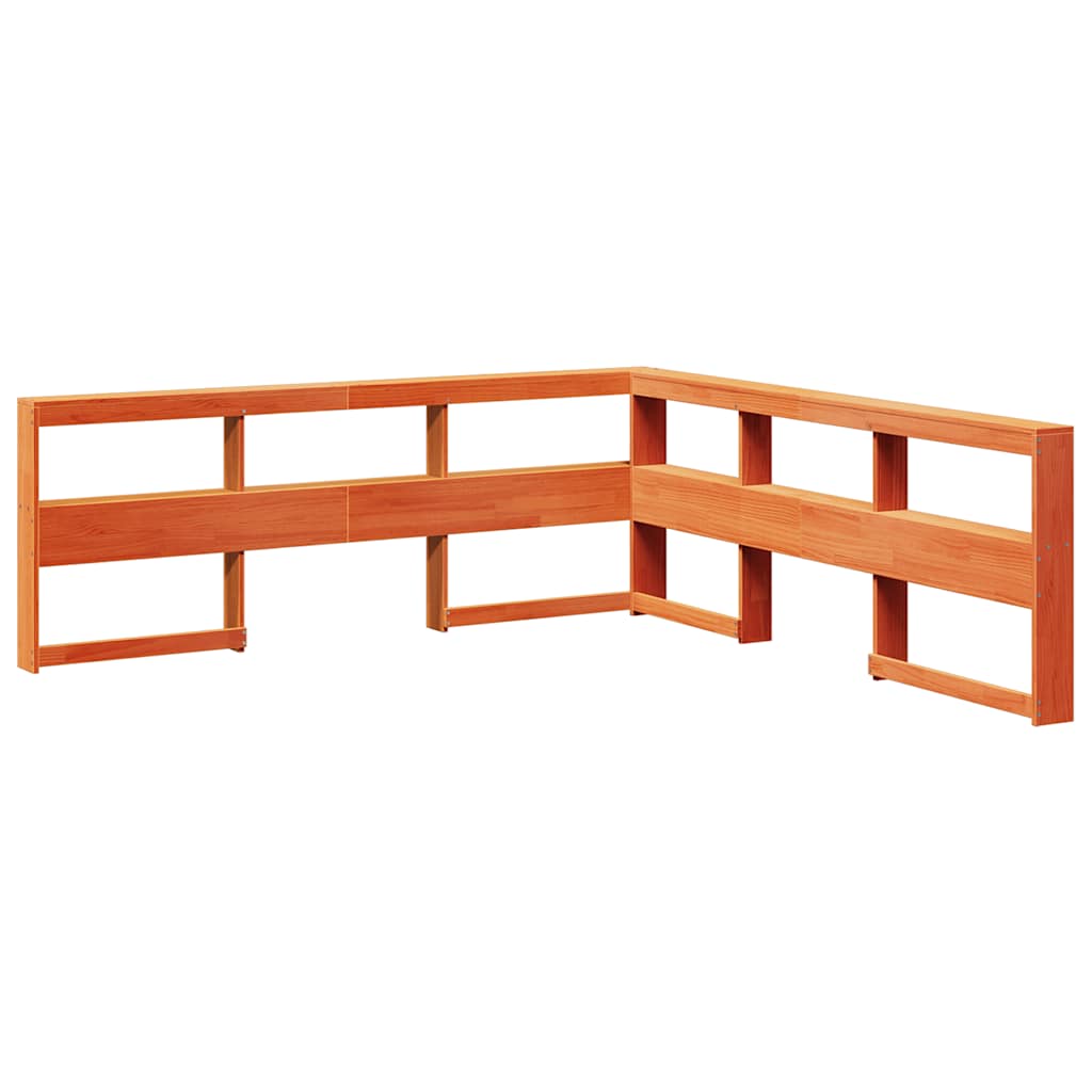 Bokhylle Sengegavl L-Formet Voksbrun 200 Cm Heltre Furu