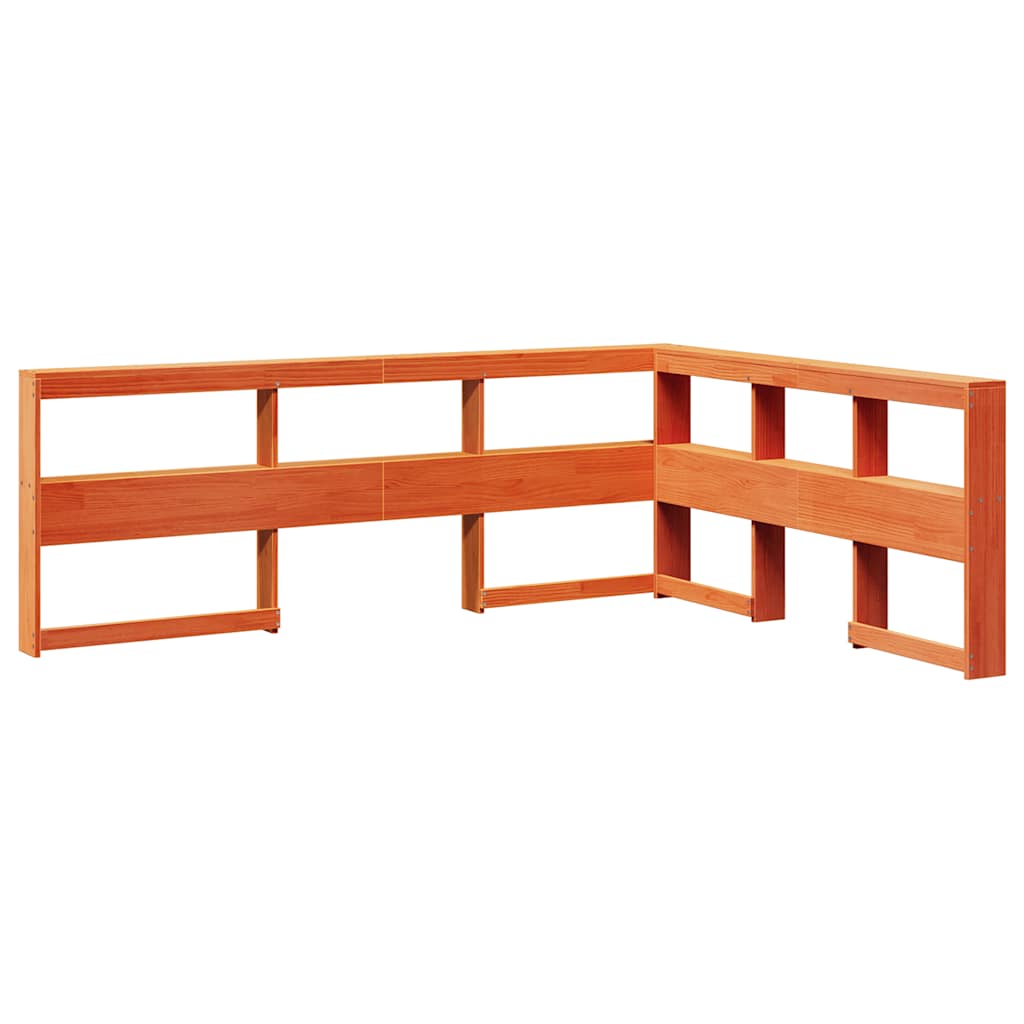 Bokhylle Sengegavl L-Formet Voksbrun 150 Cm Heltre Furu