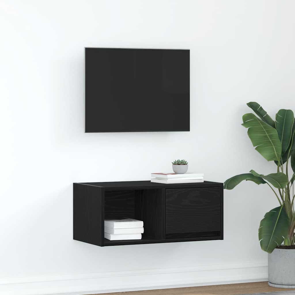 TV-benk svart eik 60x31x25,5 cm konstruert tre