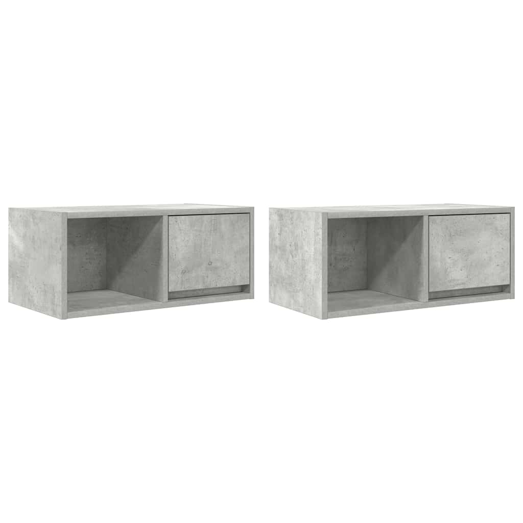 TV-benker 2 stk betonggrå 60x31x25,5 cm konstruert tre