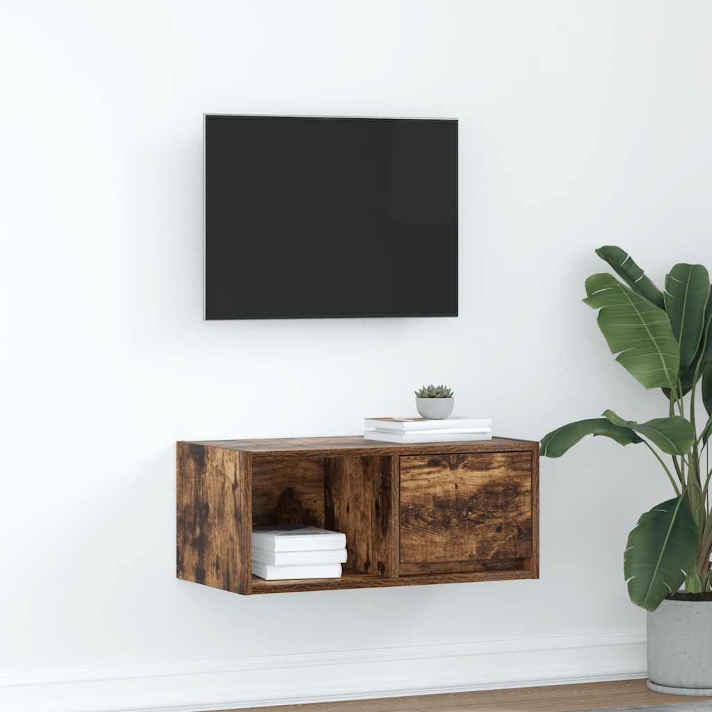 TV-benk røkt eik 60x31x25,5 cm konstruert tre