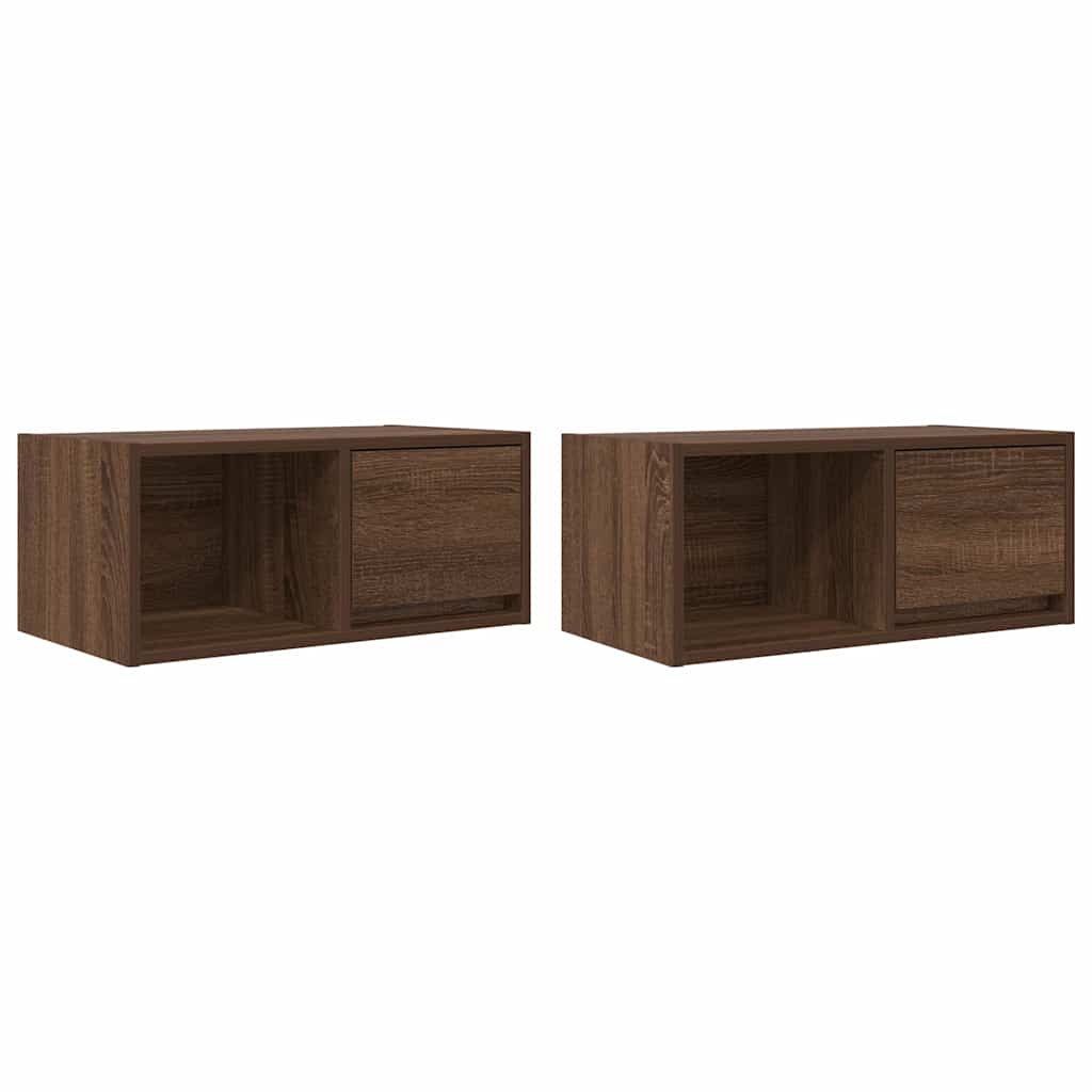 TV-benker 2 stk brun eik 60x31x25,5 cm konstruert tre