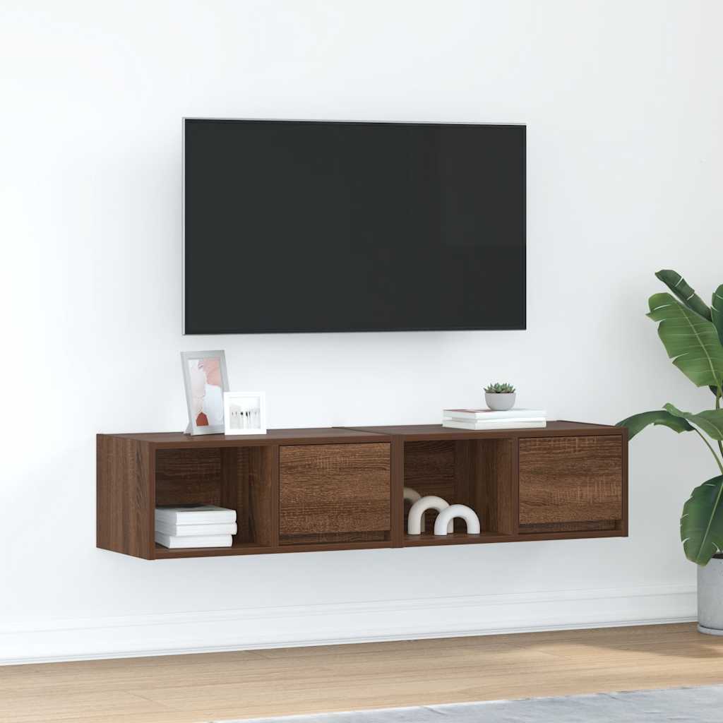 TV-benker 2 stk brun eik 60x31x25,5 cm konstruert tre
