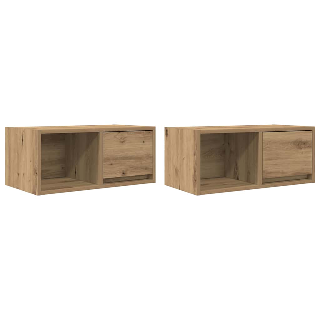 TV-benker 2 stk artisan eik 60x31x25,5 cm konstruert tre