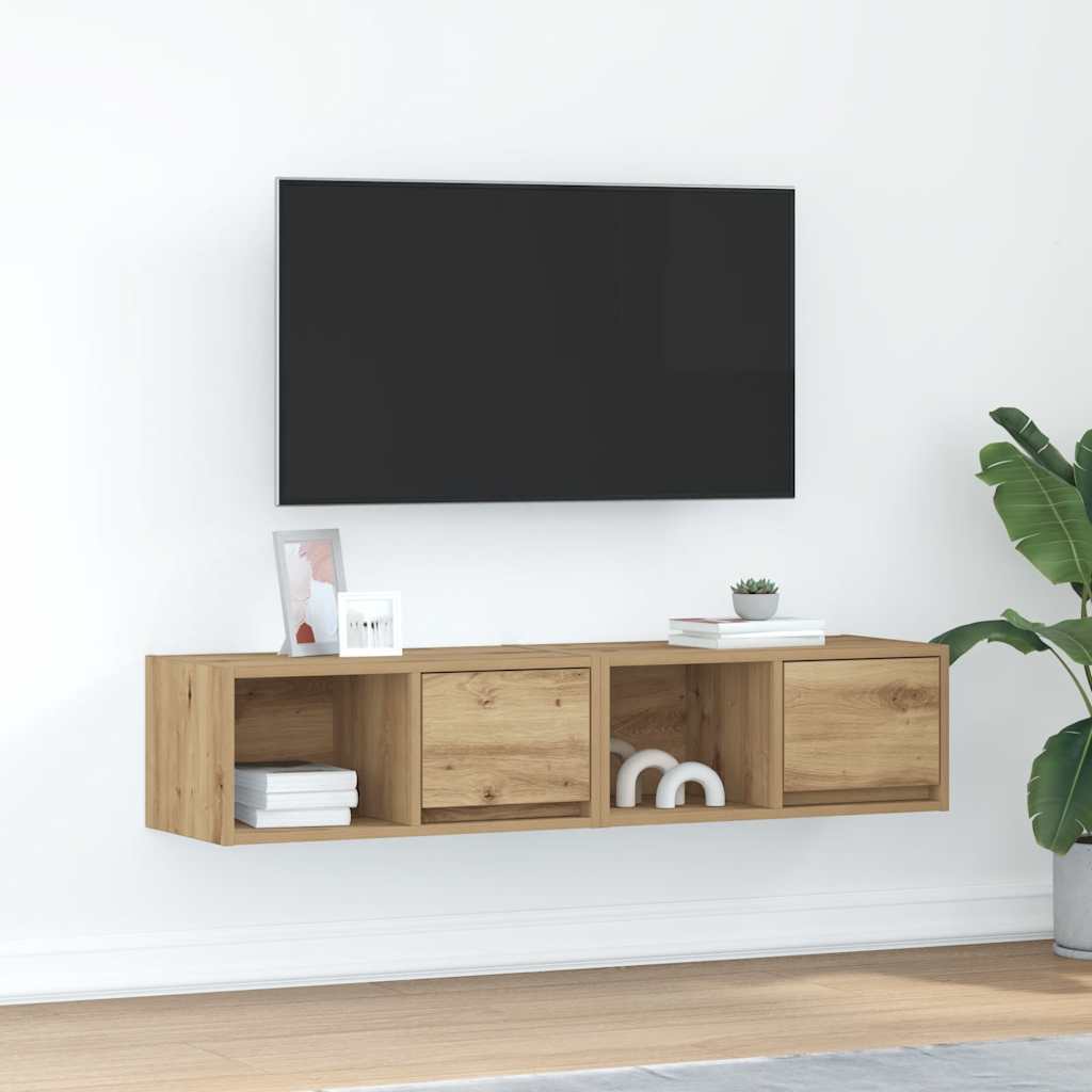 TV-benker 2 stk artisan eik 60x31x25,5 cm konstruert tre