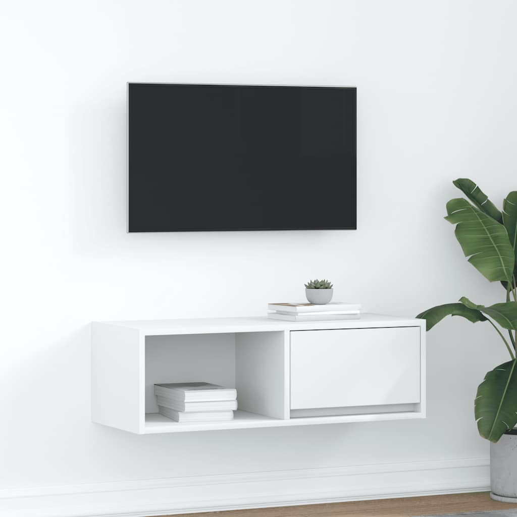 TV-benk hvit 80x31x25,5 cm konstruert tre