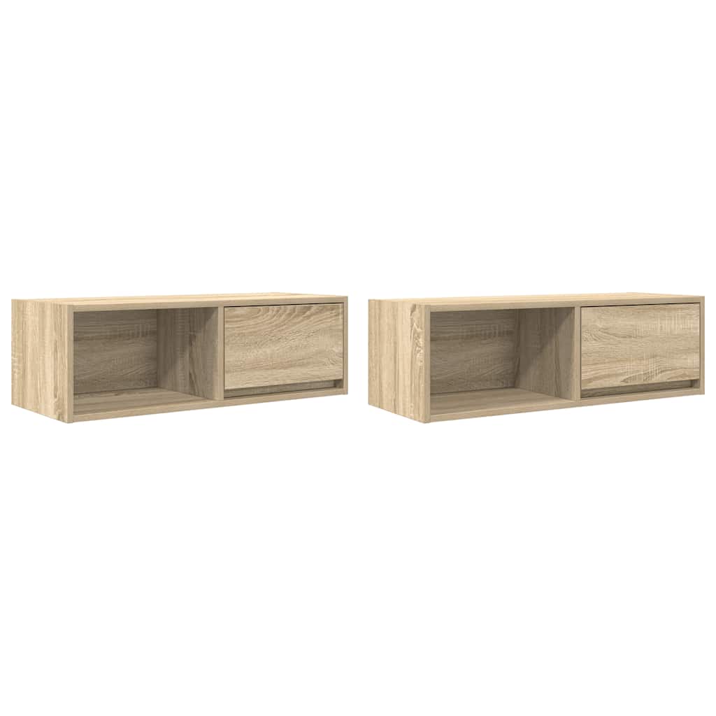 TV-benker 2 stk sonoma eik 80x31x25,5 cm konstruert tre