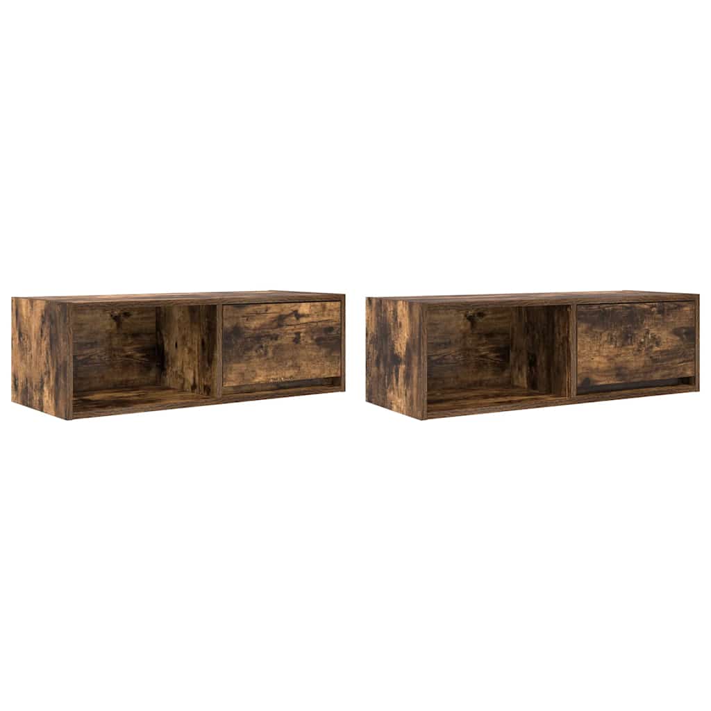 TV-benker 2 stk røkt eik 80x31x25,5 cm konstruert tre