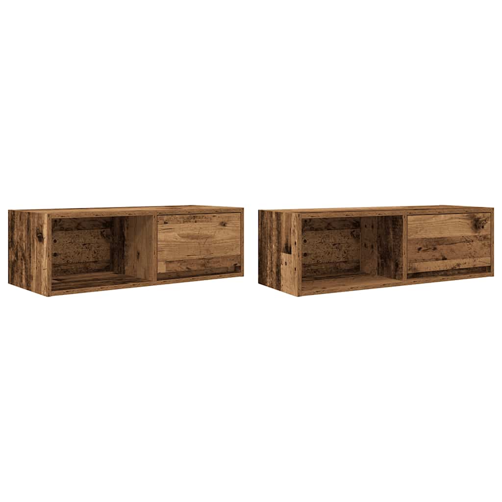 TV-benker 2 stk gammelt tre 80x31x25,5 cm konstruert tre