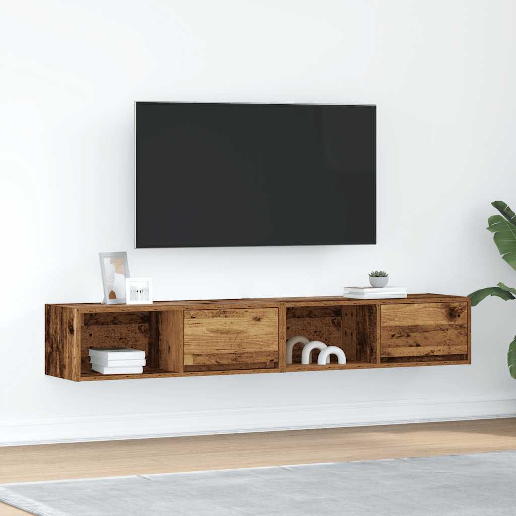 TV-benker 2 stk gammelt tre 80x31x25,5 cm konstruert tre