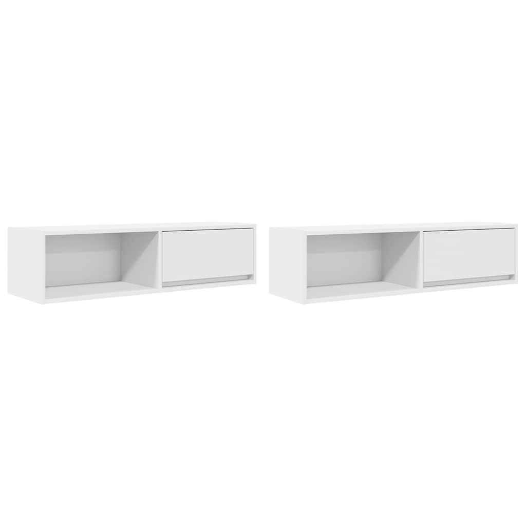 TV-benker 2 stk hvit 100x31x25,5 cm konstruert tre