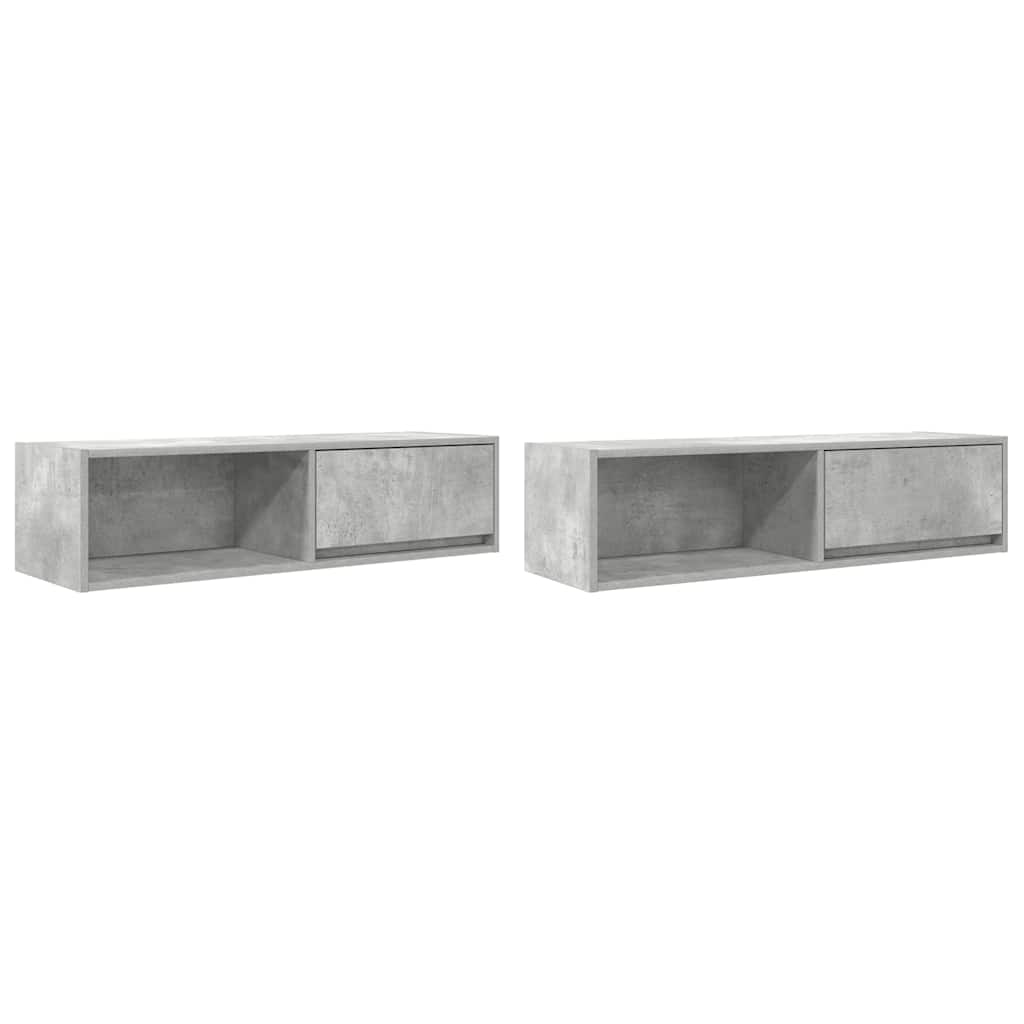 TV-benker 2 stk betonggrå 100x31x25,5 cm konstruert tre
