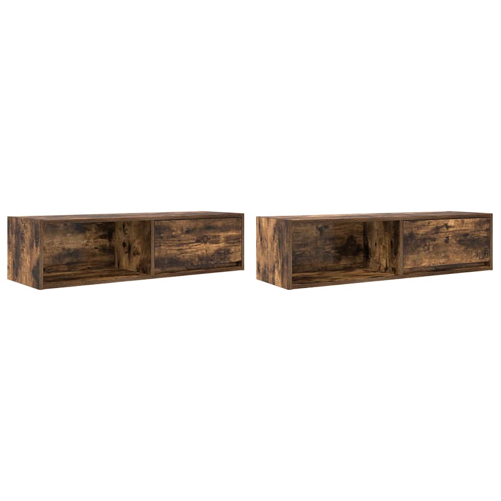 TV-benker 2 stk røkt eik 100x31x25,5 cm konstruert tre