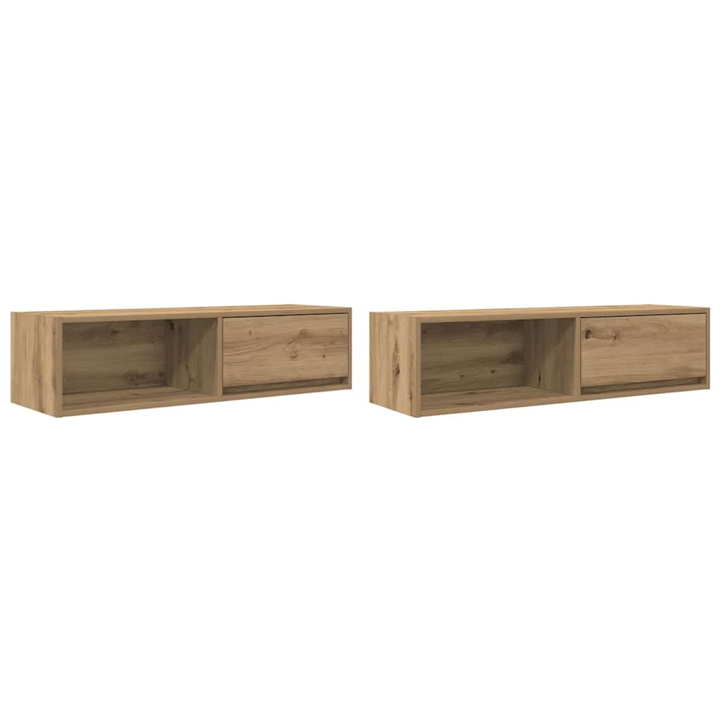 TV-benker 2 stk artisan eik 100x31x25,5 cm konstruert tre