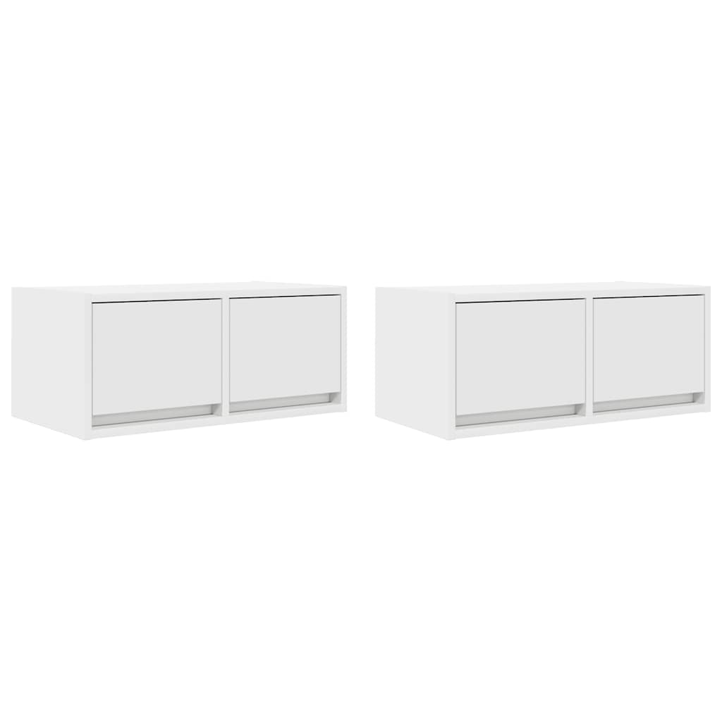 TV-benker 2 stk hvit 60x31x25,5 cm konstruert tre