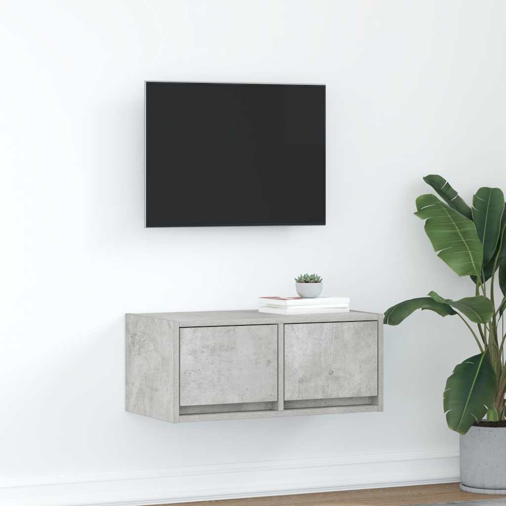 TV-benk betonggrå 60x31x25,5 cm konstruert tre