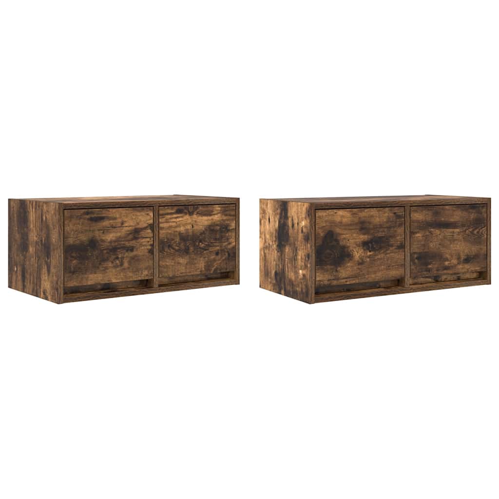 TV-benker 2 stk røkt eik 60x31x25,5 cm konstruert tre