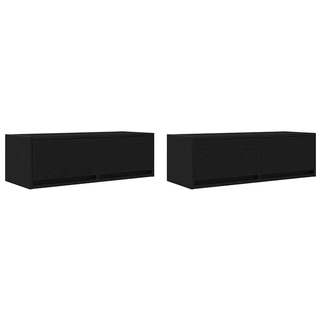 TV-benker 2 stk svart eik 80x31x25,5 cm konstruert tre