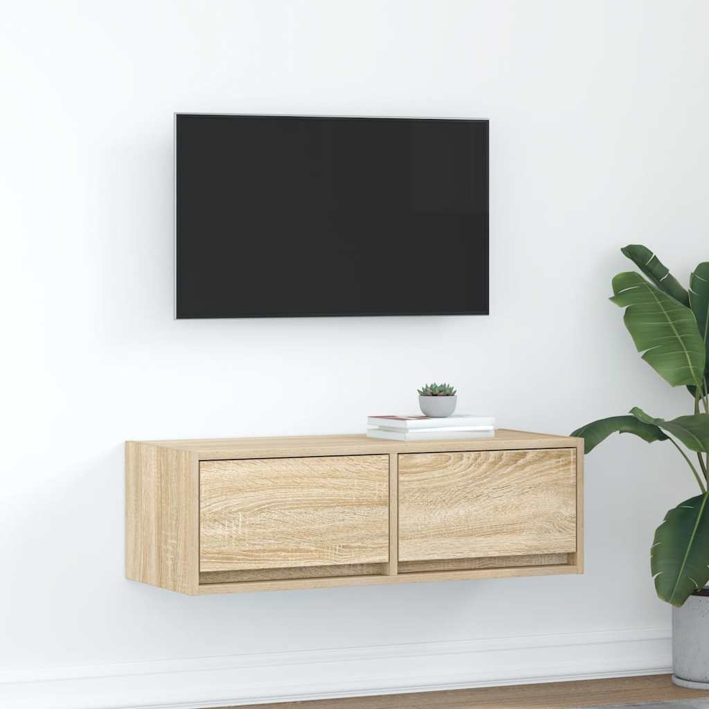 TV-benk sonoma eik 80x31x25,5 cm konstruert tre