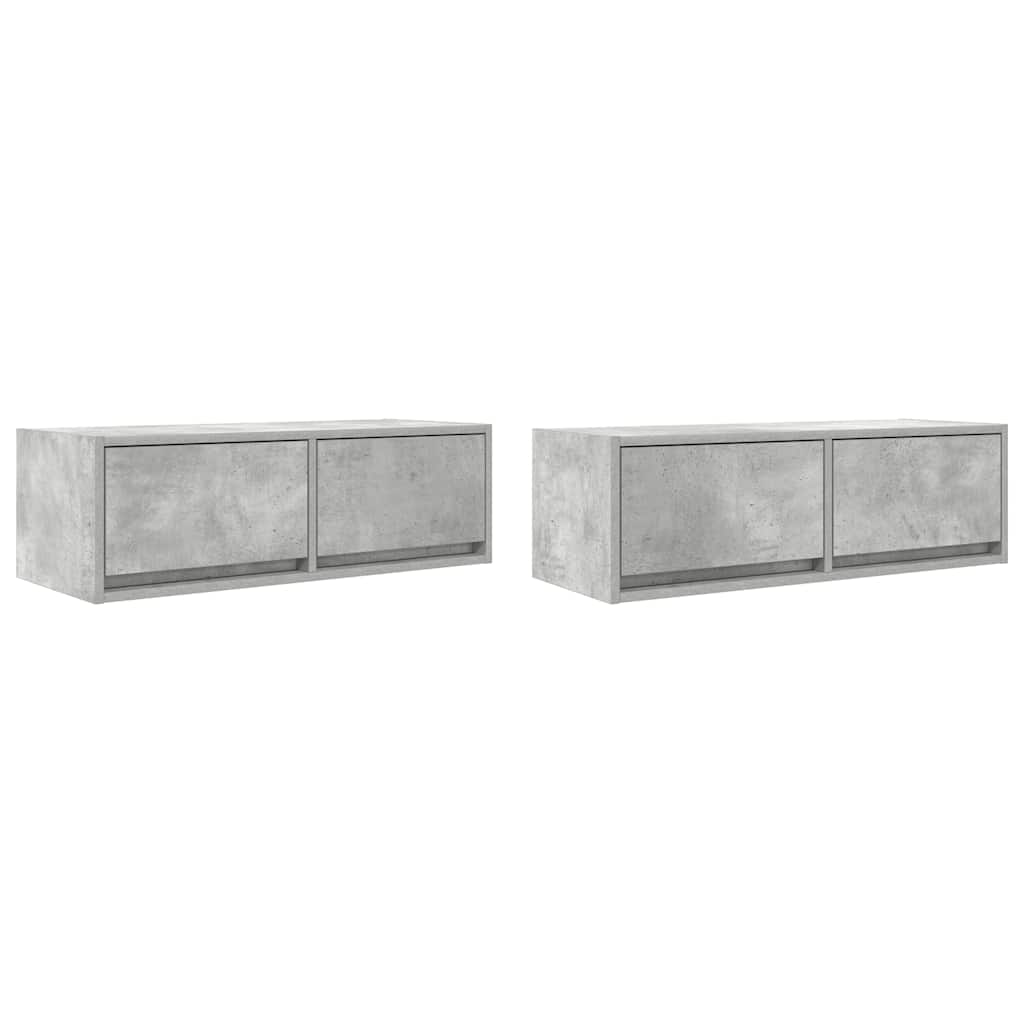 TV-benker 2 stk betonggrå 80x31x25,5 cm konstruert tre