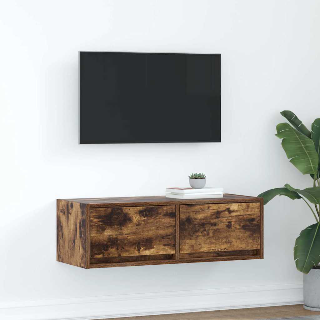 TV-benk røkt eik 80x31x25,5 cm konstruert tre