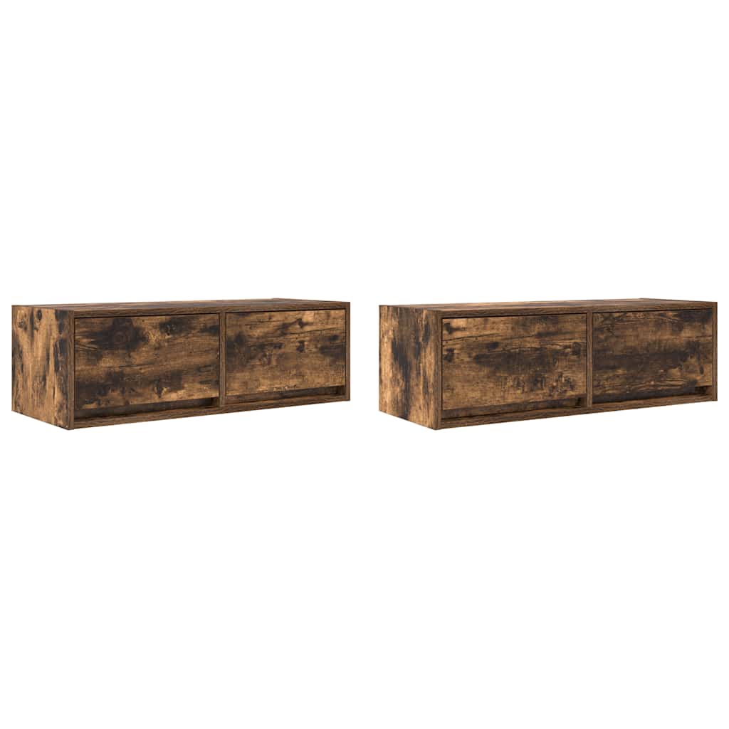 TV-benker 2 stk røkt eik 80x31x25,5 cm konstruert tre