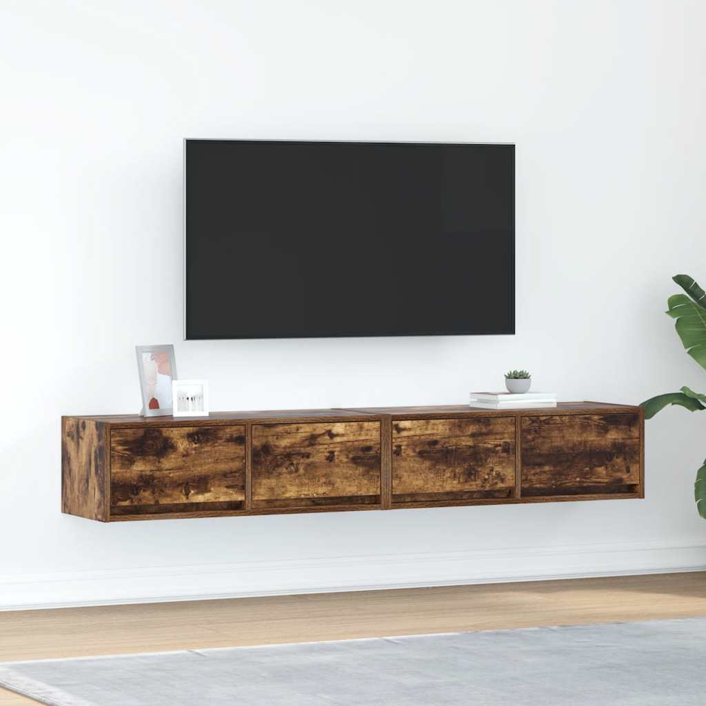 TV-benker 2 stk røkt eik 80x31x25,5 cm konstruert tre