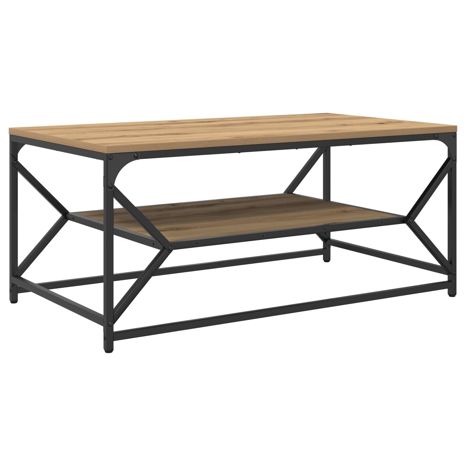 Kaffebord med hylle i artisan eik 90x50x40 cm Laget av tre