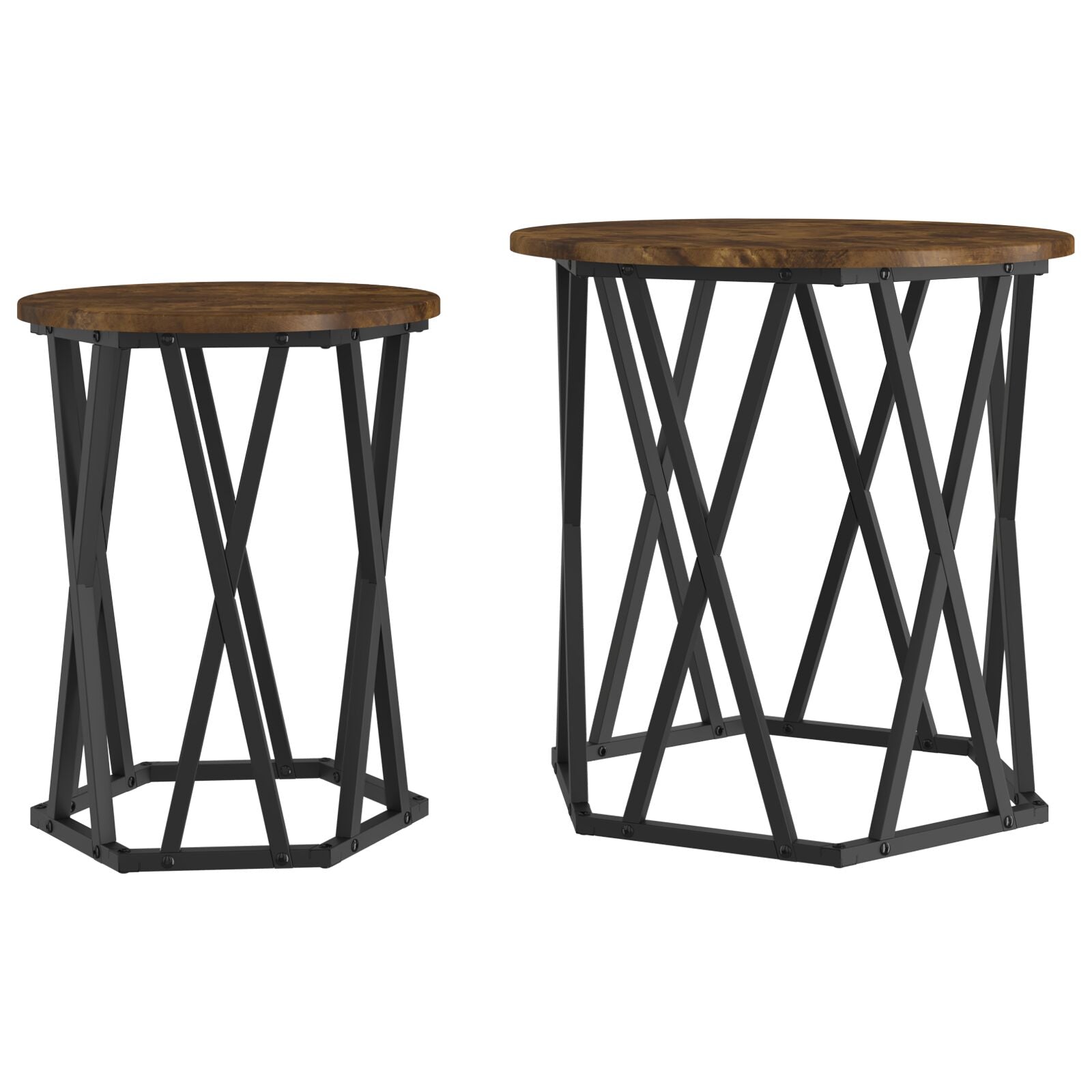 Sidebord 2 stk Røkt Eik Konstruksjonsmateriale