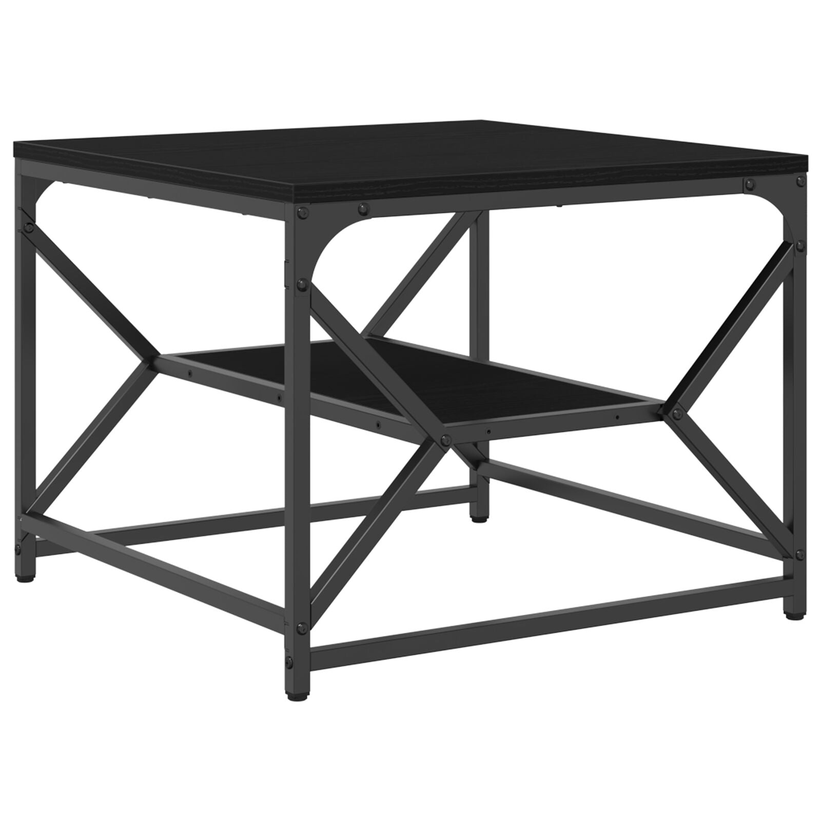 Sort eik kaffebord med hylle, 51x50x40 cm, laget av konstruert tre