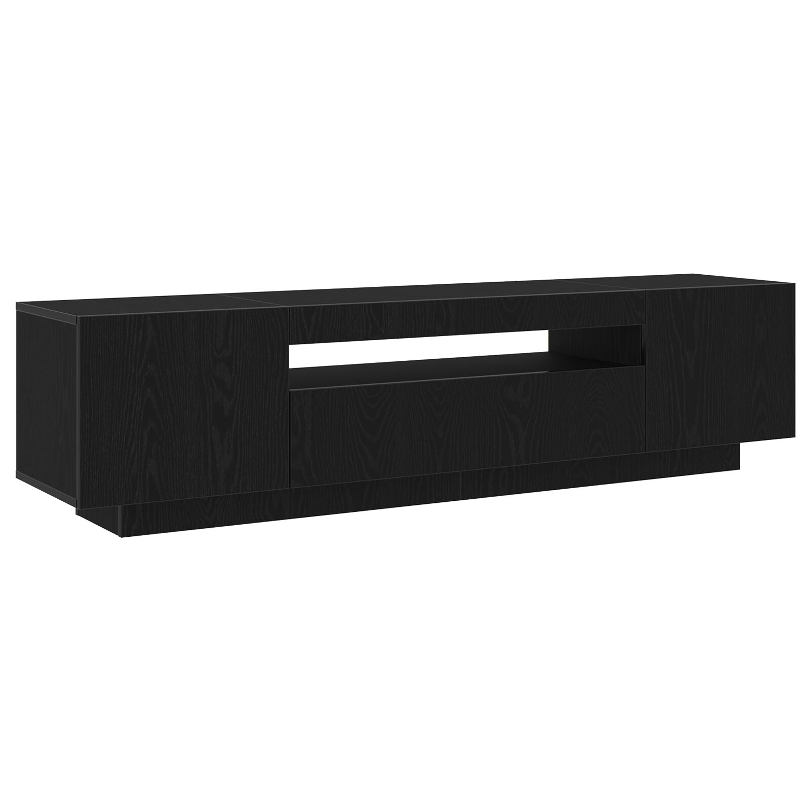 TV-benk med LED-lys, svart eik 160x35x40 cm, laget av tre