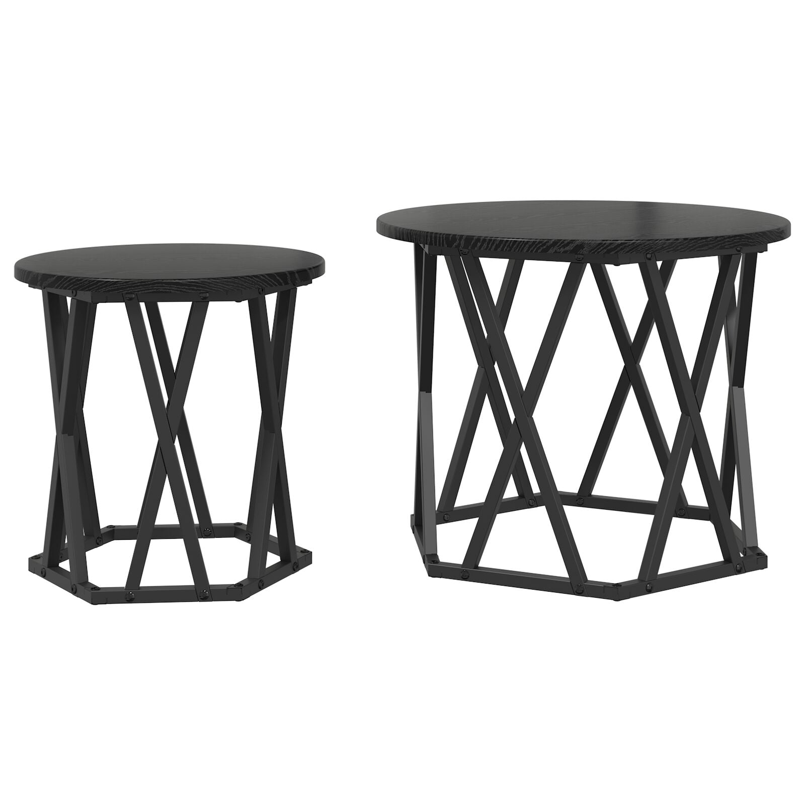 Nesting Sidebord 2 stk Svart Eik Ingeniørtre