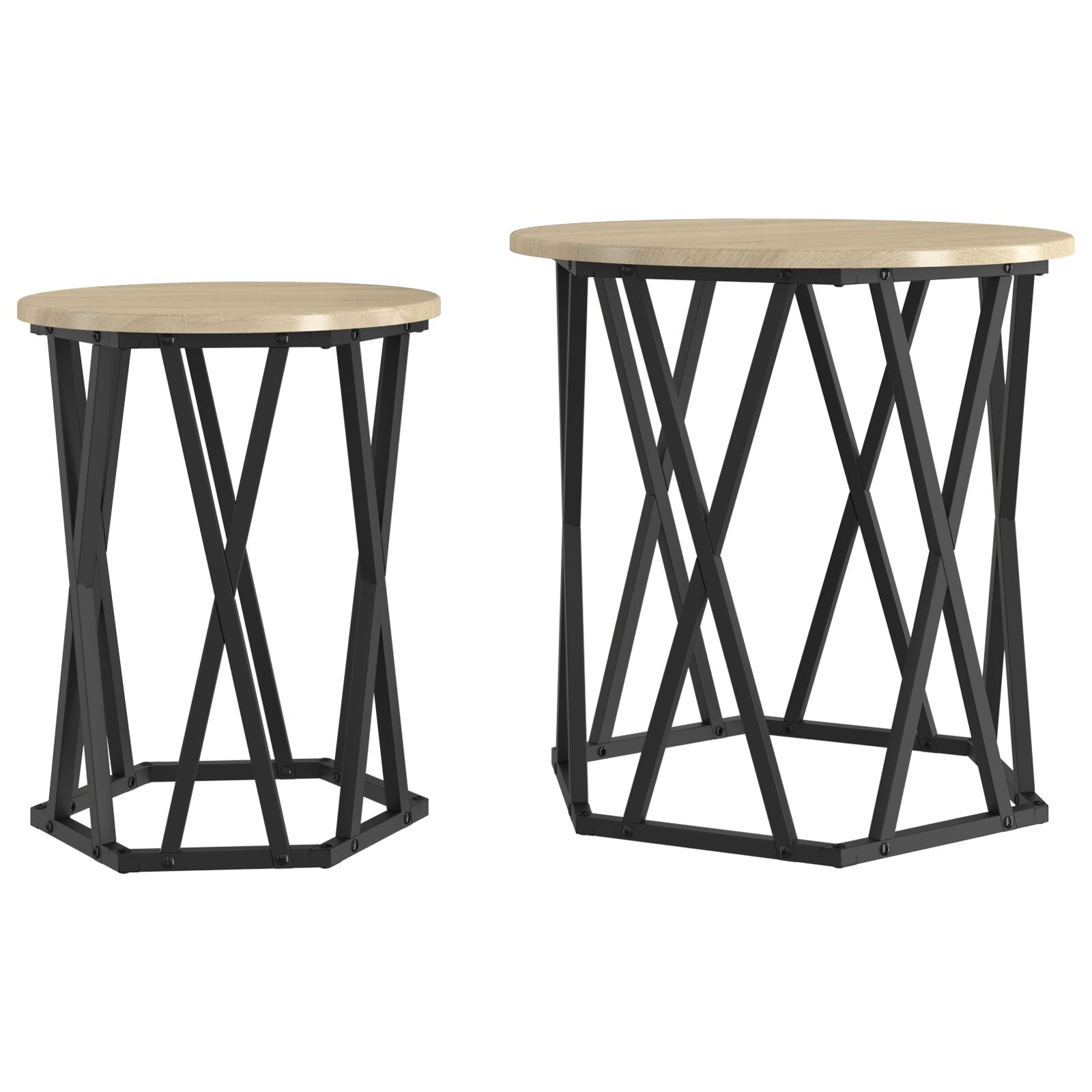 Sidebord 2 stk Sonoma Eik Konstruksjons Tre