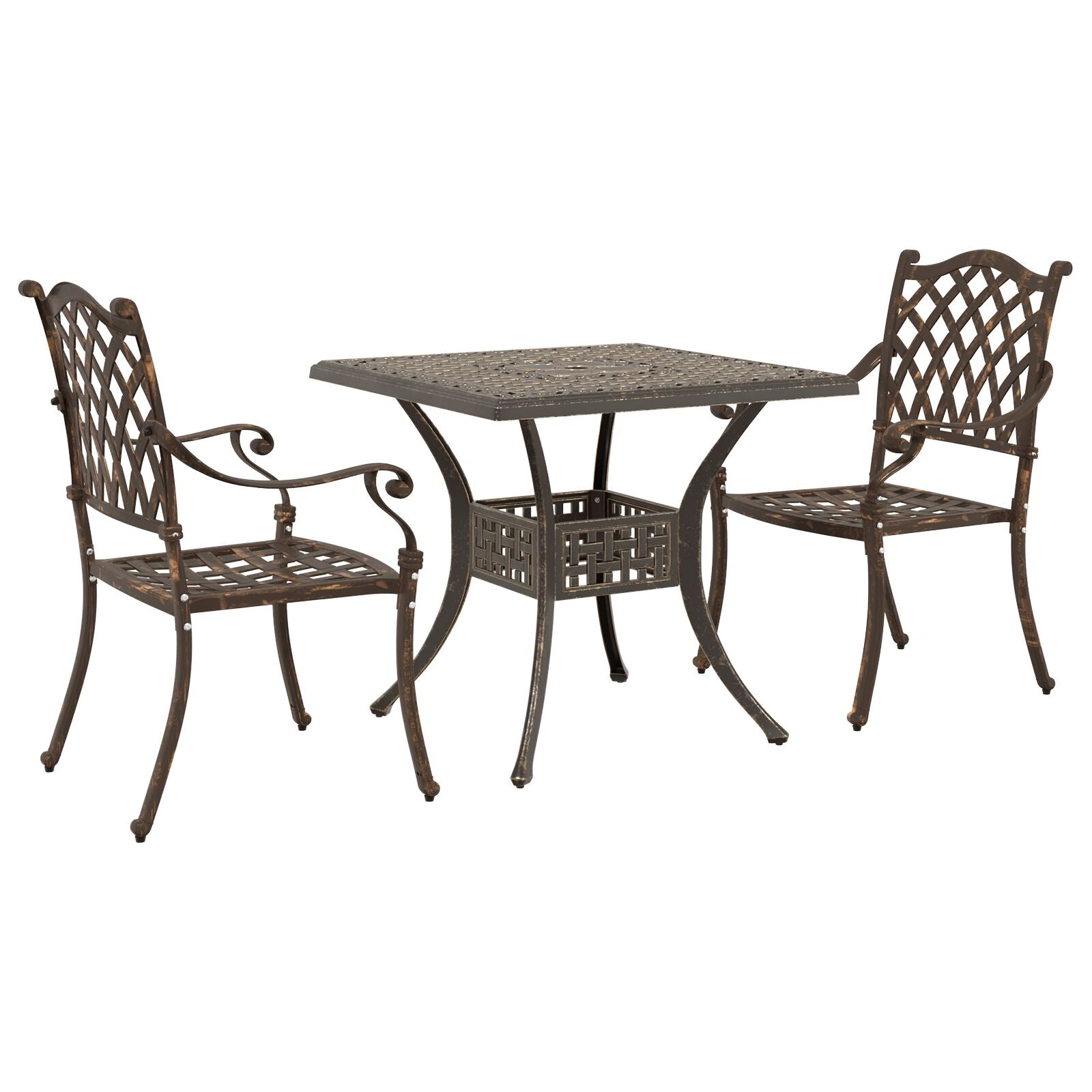 3-delt hagebistrosett i bronse støpt aluminium